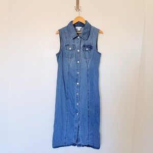 House of Harlow Sleeveless Denim Button-Up Dress